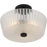 Quoizel Gray 3Lt Semi-Flush Mount, Black/Clear Ribbed Sandblasted