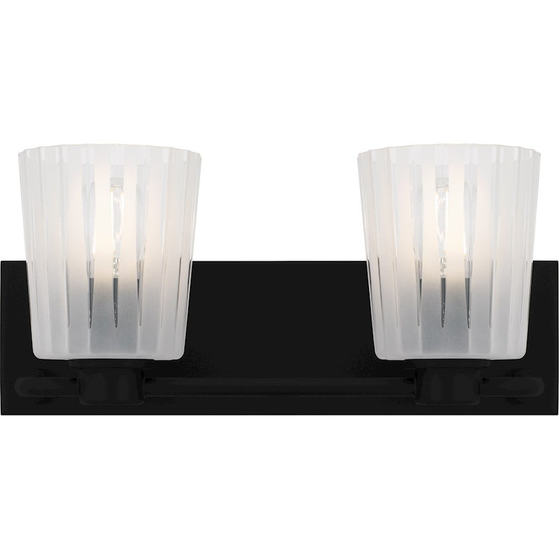 Quoizel Gray 2Lt Bath Light, Black/Clear Ribbed Sandblasted - RAY8616MBK