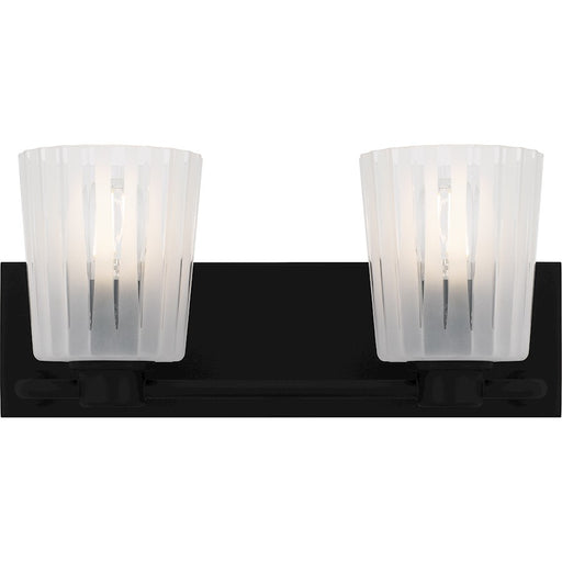 Quoizel Gray 2Lt Bath Light, Black/Clear Ribbed Sandblasted - RAY8616MBK