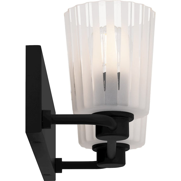 Quoizel Gray 2Lt Bath Light, Black/Clear Ribbed Sandblasted