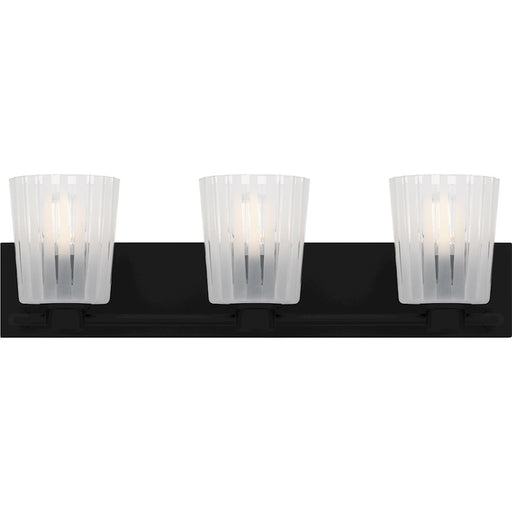 Quoizel Gray 3Lt Bath Light, Black/Clear Ribbed Sandblasted - RAY8624MBK