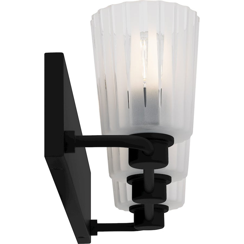Quoizel Gray 3Lt Bath Light, Black/Clear Ribbed Sandblasted