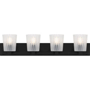 Quoizel Gray 4Lt Bath Light, Black/Clear Ribbed Sandblasted - RAY8632MBK