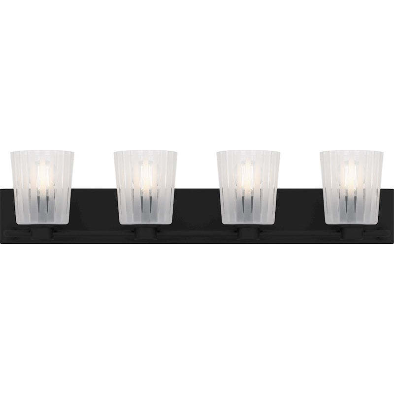 Quoizel Gray 4Lt Bath Light, Black/Clear Ribbed Sandblasted - RAY8632MBK