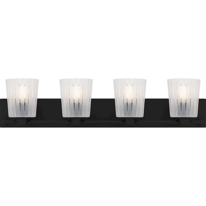 Quoizel Gray 4Lt Bath Light, Black/Clear Ribbed Sandblasted - RAY8632MBK