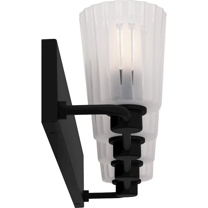 Quoizel Gray 4Lt Bath Light, Black/Clear Ribbed Sandblasted