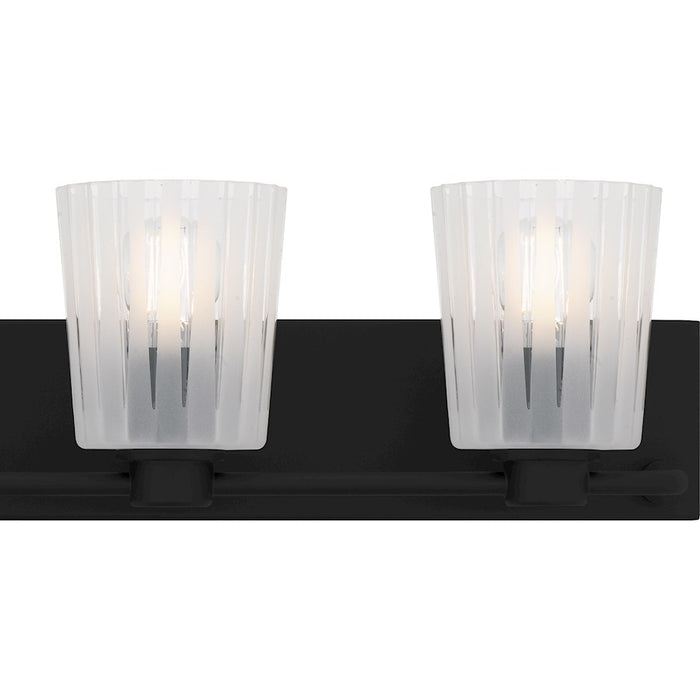 Quoizel Gray 4Lt Bath Light, Black/Clear Ribbed Sandblasted