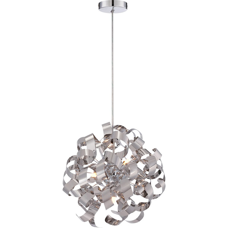 Quoizel Ribbons 5 Light Pendant in Polished Chrome