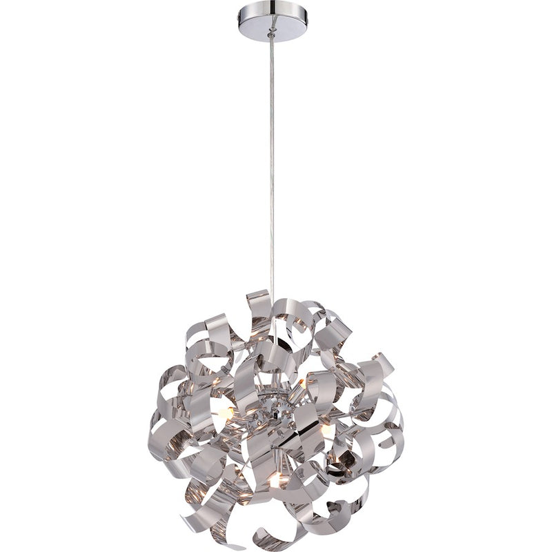 Quoizel Ribbons 5 Light Pendant in Polished Chrome