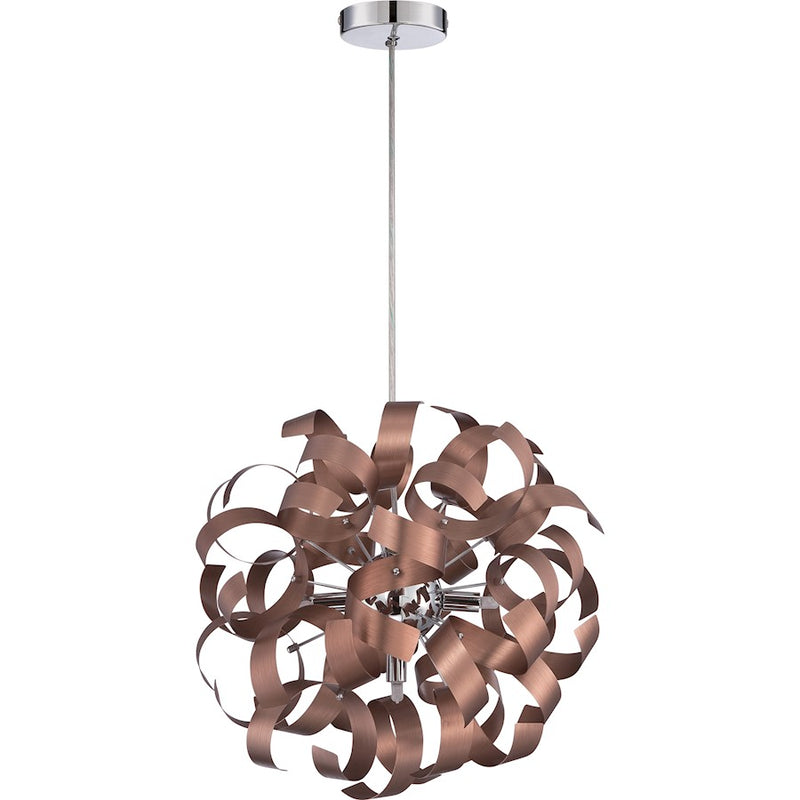 Quoizel Ribbons Pendant, Satin Copper