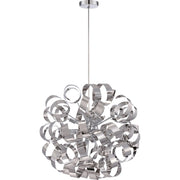 Quoizel Ribbons 23in 12-Light Pendant | Modern Polished Chrome Steel | Dining Room & Foyer | 23 x 23 x 23 in | Model RBN2823C