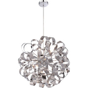 Quoizel Ribbons 23in 12-Light Pendant | Modern Polished Chrome Steel | Dining Room & Foyer | 23 x 23 x 23 in | Model RBN2823C