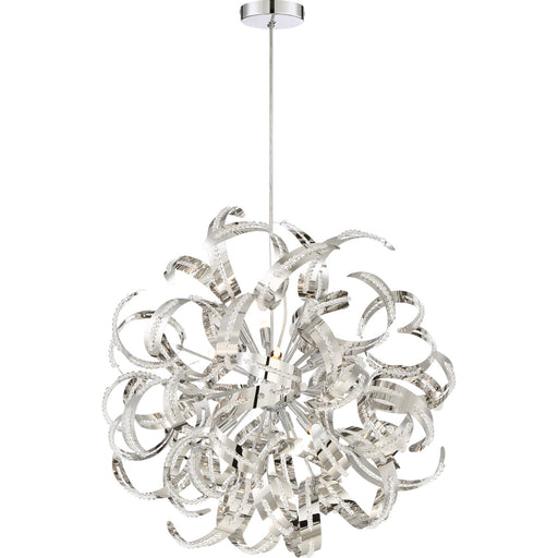 Quoizel Ribbons 23in 12-Light Pendant | Modern Crystal Chrome Steel | Dining Room & Foyer | 23 x 23 x 23 in | Model RBN2823CRC