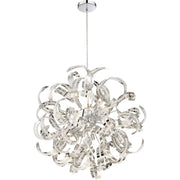 Quoizel Ribbons 23in 12-Light Pendant | Modern Crystal Chrome Steel | Dining Room & Foyer | 23 x 23 x 23 in | Model RBN2823CRC