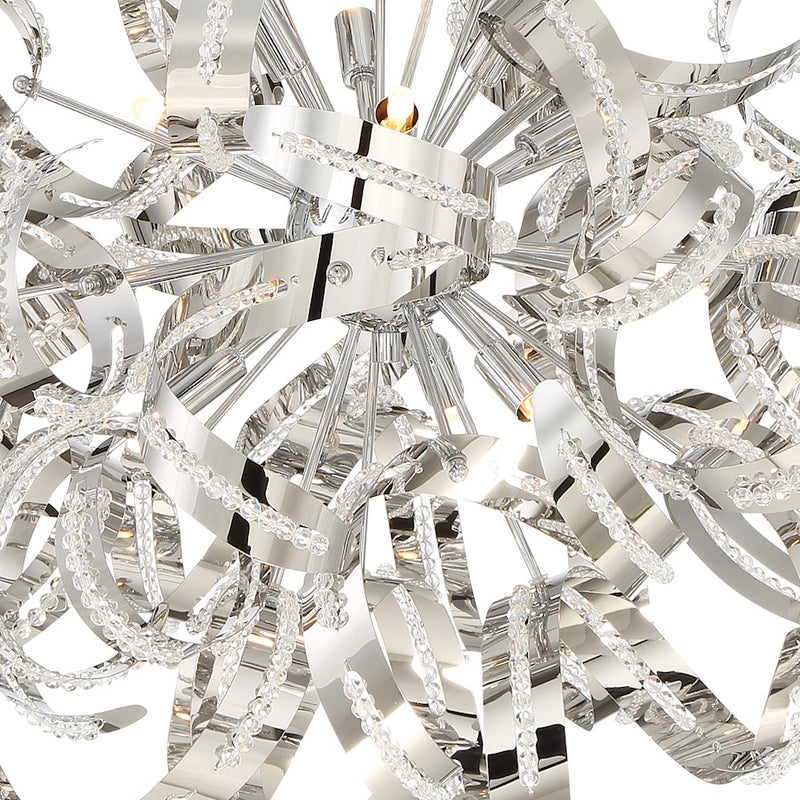 Quoizel Ribbons 23in 12-Light Pendant | Modern Crystal Chrome Steel | Dining Room & Foyer | 23 x 23 x 23 in | Model RBN2823CRC