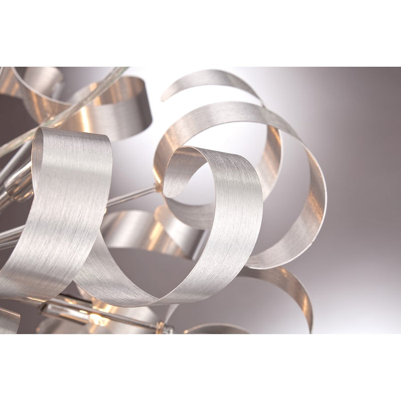Quoizel Ribbons 15in 1-Light Pendant | Contemporary Chrome and White Etched Glass | Kitchen Island & Dining Room | 15 x 22 x 15 in | Model RBN2823MN