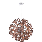 Quoizel Ribbons 23in 12-Light Pendant | Modern Satin Copper Swirl Metal | Dining Room & Entryway | 23 x 23 in | Model RBN2823SG