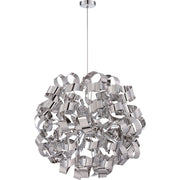 Quoizel Ribbons 31in 12-Light Pendant | Modern Polished Chrome Steel | Dining Room & Foyer | 31 x 31 x 31 in | Model RBN2831C