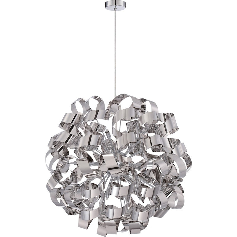 Quoizel Ribbons 31in 12-Light Pendant | Modern Polished Chrome Steel | Dining Room & Foyer | 31 x 31 x 31 in | Model RBN2831C