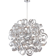 Quoizel Ribbons 31in 12-Light Pendant | Modern Millenia Steel | Dining Room & Foyer | 31 x 31 x 31 in | Model RBN2831MN