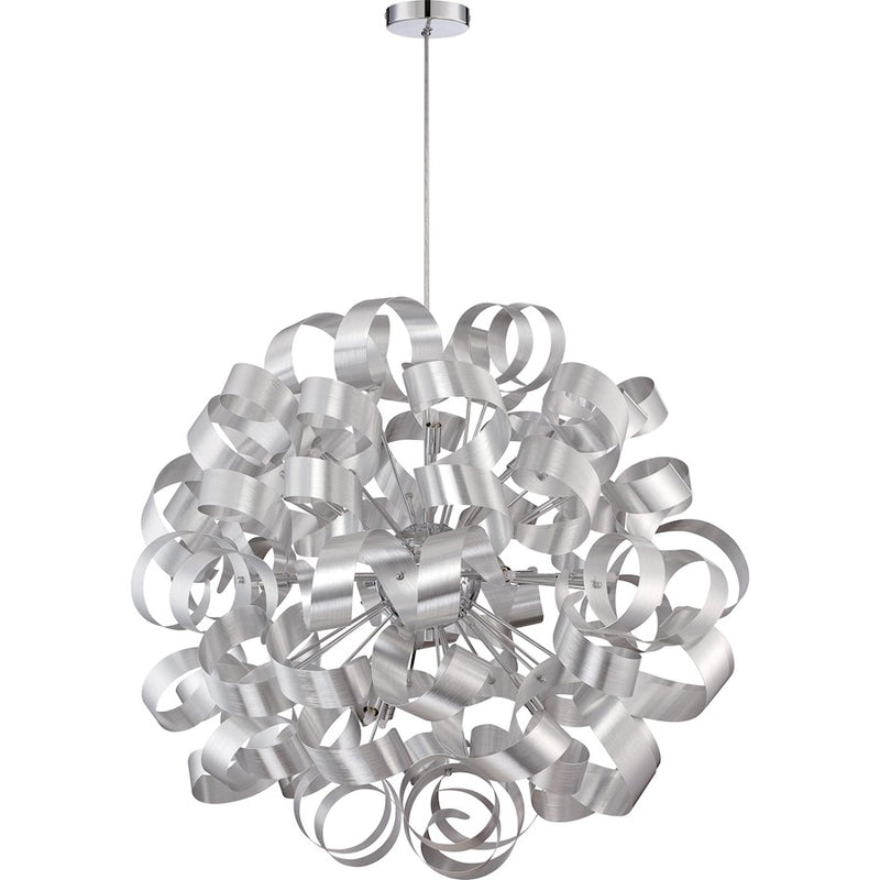 Quoizel Ribbons 31in 12-Light Pendant | Modern Millenia Steel | Dining Room & Foyer | 31 x 31 x 31 in | Model RBN2831MN