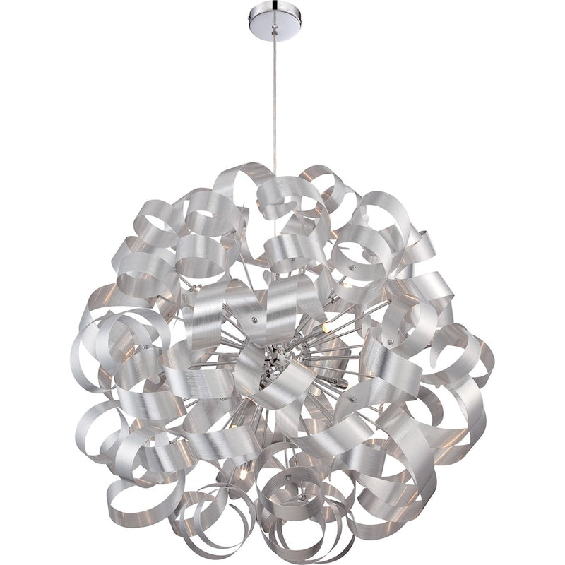 Quoizel Ribbons 31in 12-Light Pendant | Modern Millenia Steel | Dining Room & Foyer | 31 x 31 x 31 in | Model RBN2831MN