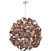 Quoizel Ribbons 31in 12-Light Pendant | Modern Satin Copper Steel | Dining Room & Foyer | 31 x 31 x 31 in | Model RBN2831SG