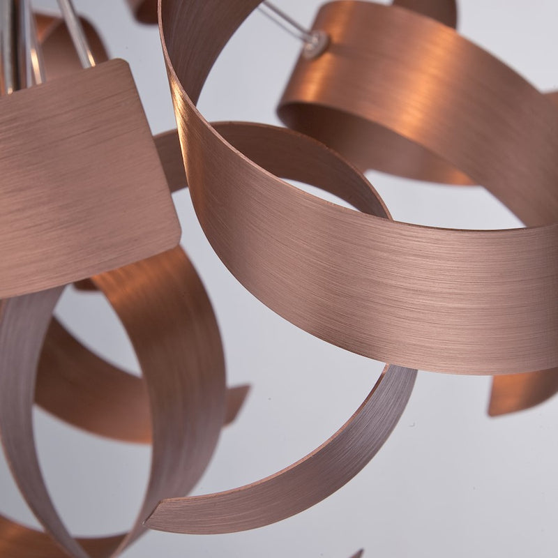 Quoizel Ribbons 31in 12-Light Pendant | Modern Satin Copper Steel | Dining Room & Foyer | 31 x 31 x 31 in | Model RBN2831SG