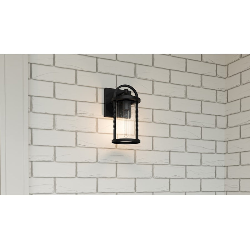 Quoizel Reece 1 Light Outdoor Lantern, Earth Black/Clear Seedy