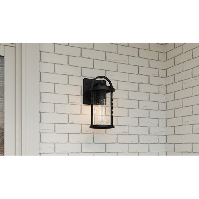 Quoizel Reece 1 Light Outdoor Lantern, Earth Black/Clear Seedy
