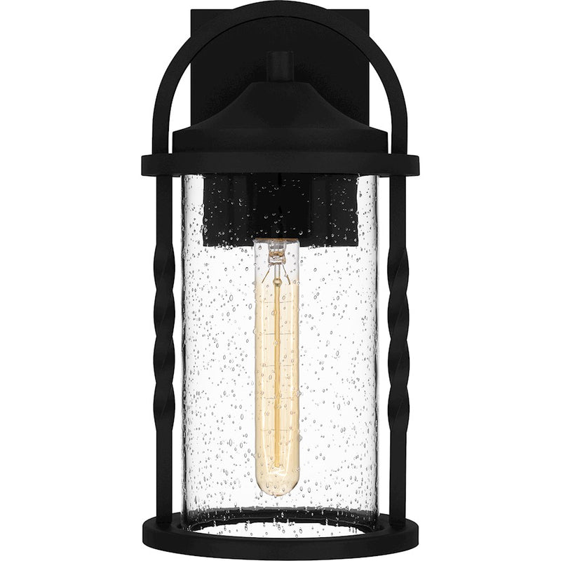 Quoizel Reece 1 Light Outdoor Lantern, Earth Black/Clear Seedy
