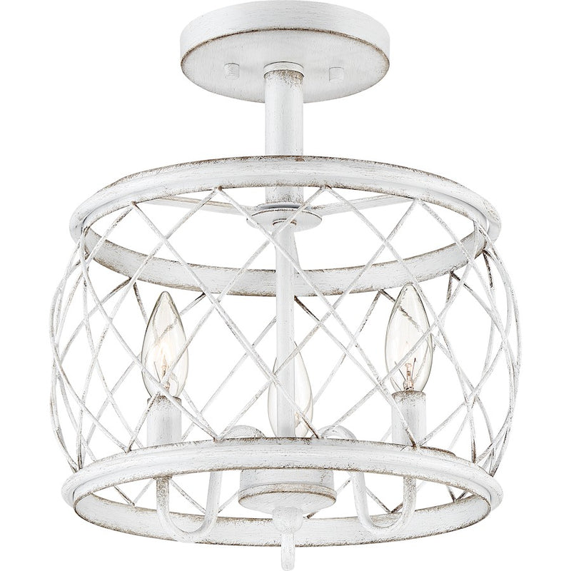 Quoizel Dury Semi-Flush Mount, 12", Antique White