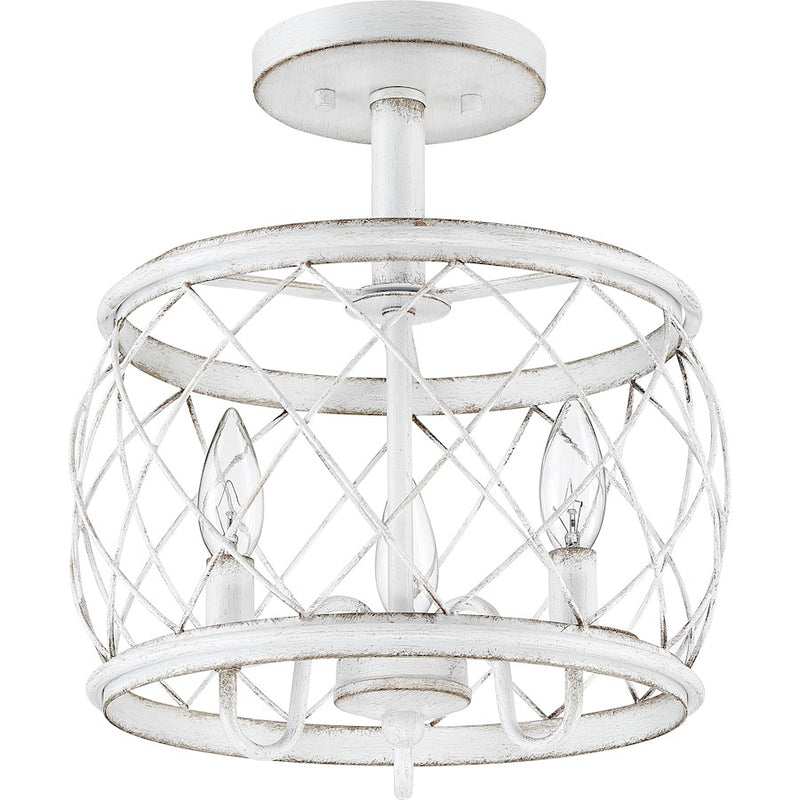 Quoizel Dury Semi-Flush Mount, 12", Antique White