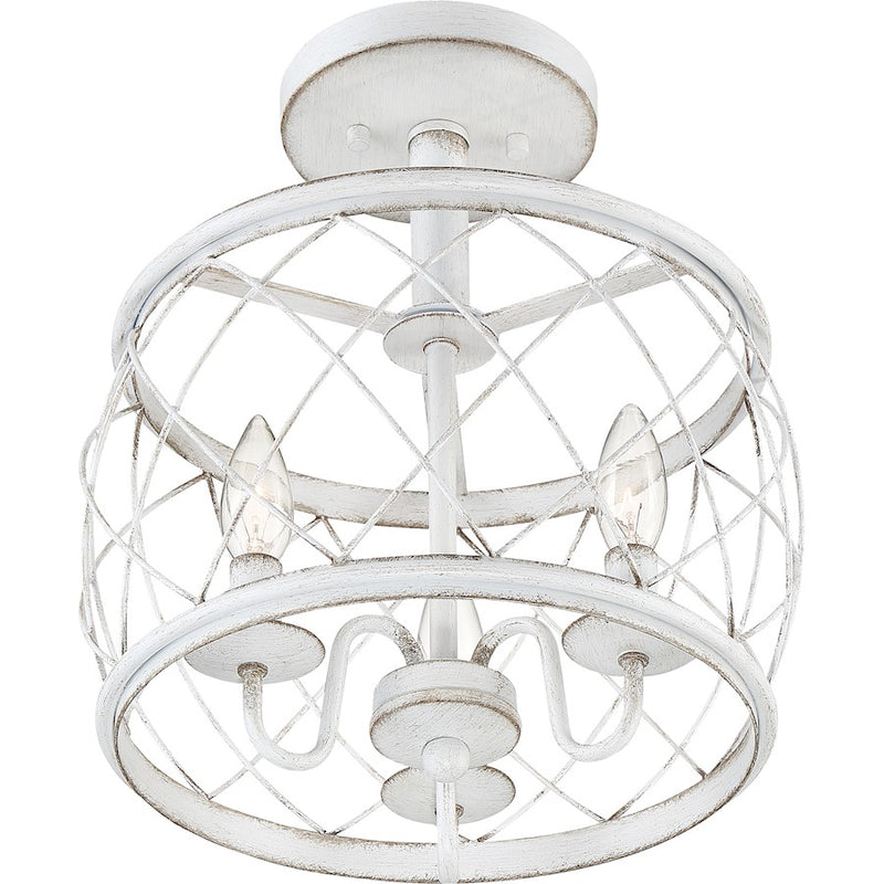 Quoizel Dury Semi-Flush Mount, 12", Antique White