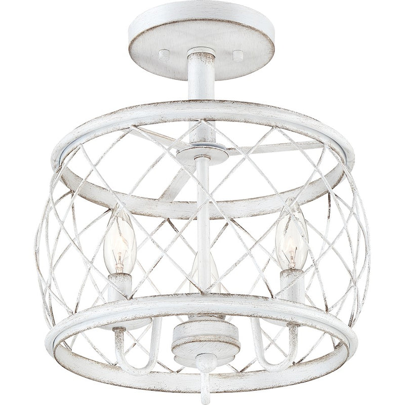 Quoizel Dury Semi-Flush Mount, 12", Antique White