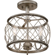 Quoizel Dury 3 Light Semi-Flush Mount, Century Silver Leaf