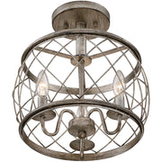 Quoizel Dury 3 Light Semi-Flush Mount, Century Silver Leaf