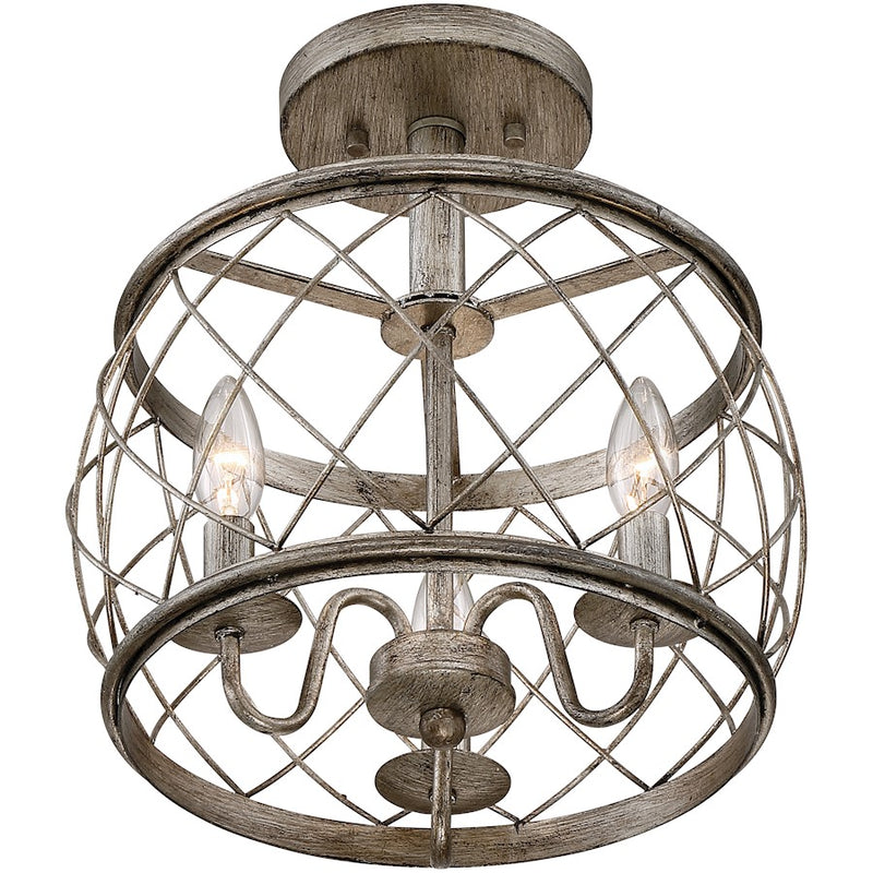 Quoizel Dury 3 Light Semi-Flush Mount, Century Silver Leaf