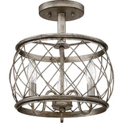 Quoizel Dury 3 Light Semi-Flush Mount, Century Silver Leaf