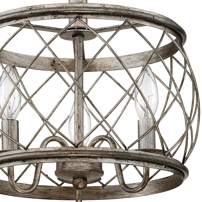 Quoizel Dury 3 Light Semi-Flush Mount, Century Silver Leaf