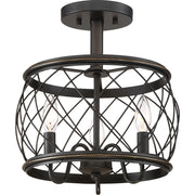Quoizel Dury 3 Light Semi-Flush Mount, Palladian Bronze