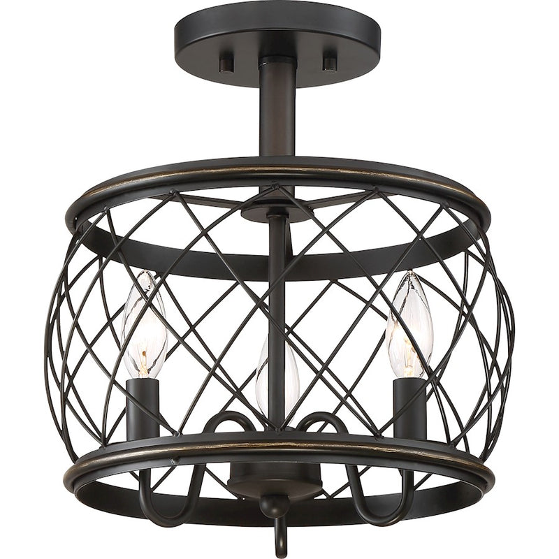 Quoizel Dury 3 Light Semi-Flush Mount, Palladian Bronze