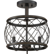 Quoizel Dury 3 Light Semi-Flush Mount, Palladian Bronze