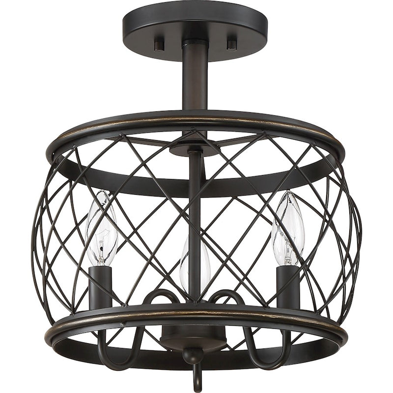 Quoizel Dury 3 Light Semi-Flush Mount, Palladian Bronze