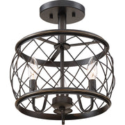 Quoizel Dury 3 Light Semi-Flush Mount, Palladian Bronze