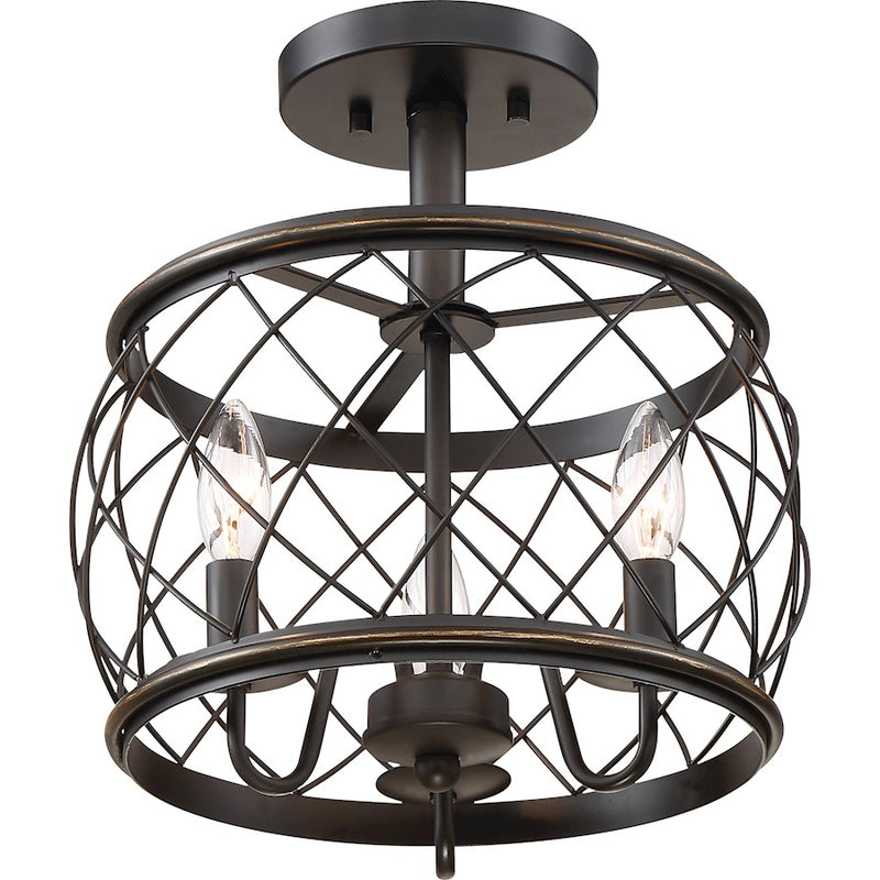 Quoizel Dury 3 Light Semi-Flush Mount, Palladian Bronze
