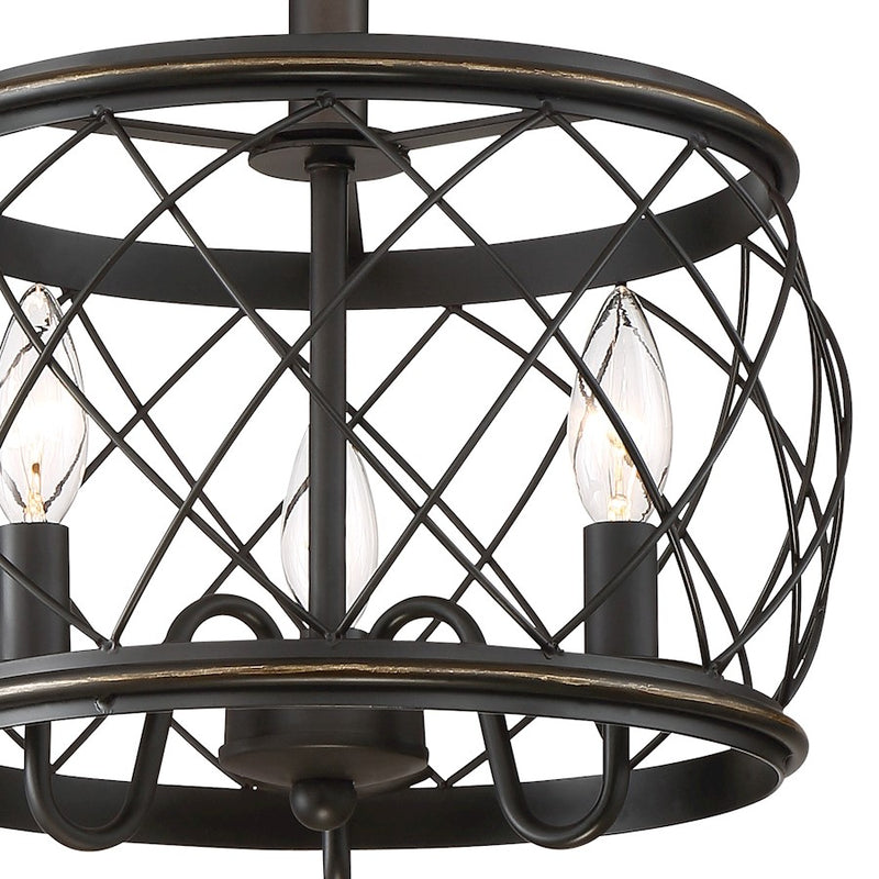 Quoizel Dury 3 Light Semi-Flush Mount, Palladian Bronze