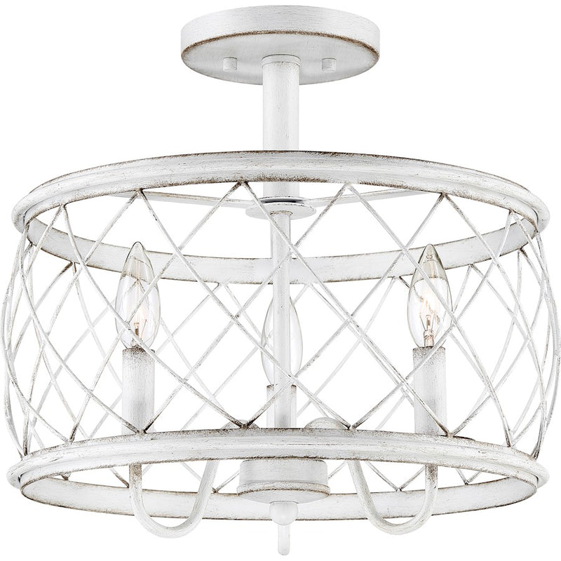 Quoizel Dury Semi-Flush Mount, 14", Antique White