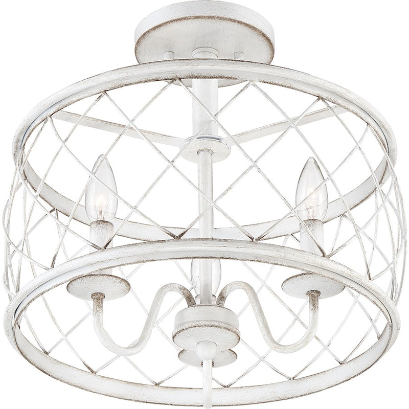 Quoizel Dury Semi-Flush Mount, 14", Antique White