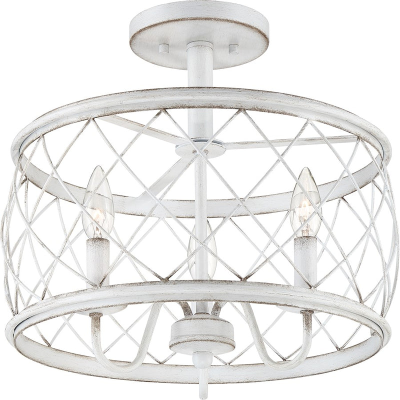 Quoizel Dury Semi-Flush Mount, 14", Antique White
